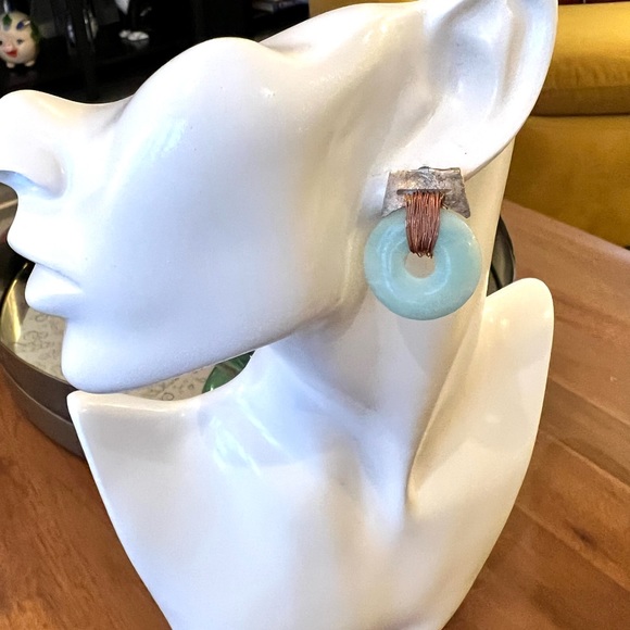 Artisan Jewelry - Artisan Stone and Copper Mixed Media Earrings